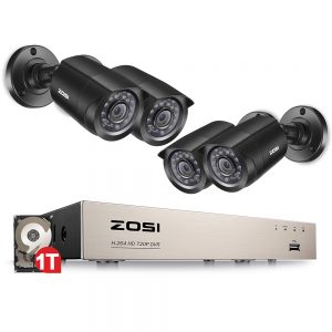 ZOSI 8CH CCTV System 4PCS 1280TVL Outdoor Weatherproof Security Camera 8CH 720P DVR Day/Night DIY Kit Video Surveillance System