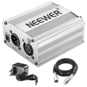 Neewer Phantom Power Kit includes:1-Channel 48V Phantom Power Supply for Any Condenser Microphone Music Recording Equipment