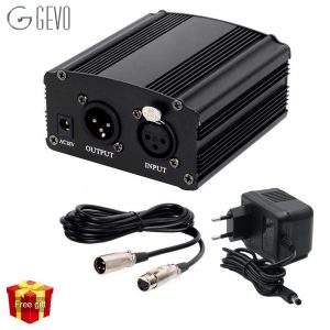 GEVO 48v phantom power supply with adapter EU 3M audio XLR cable for condenser microphone studio music voice recording equipment