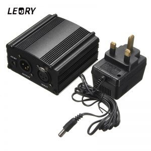 LEORY DC 48V UK US Phantom Power Supply With Adapter Noise Canceling For Condenser Microphone Music Recording Equipment
