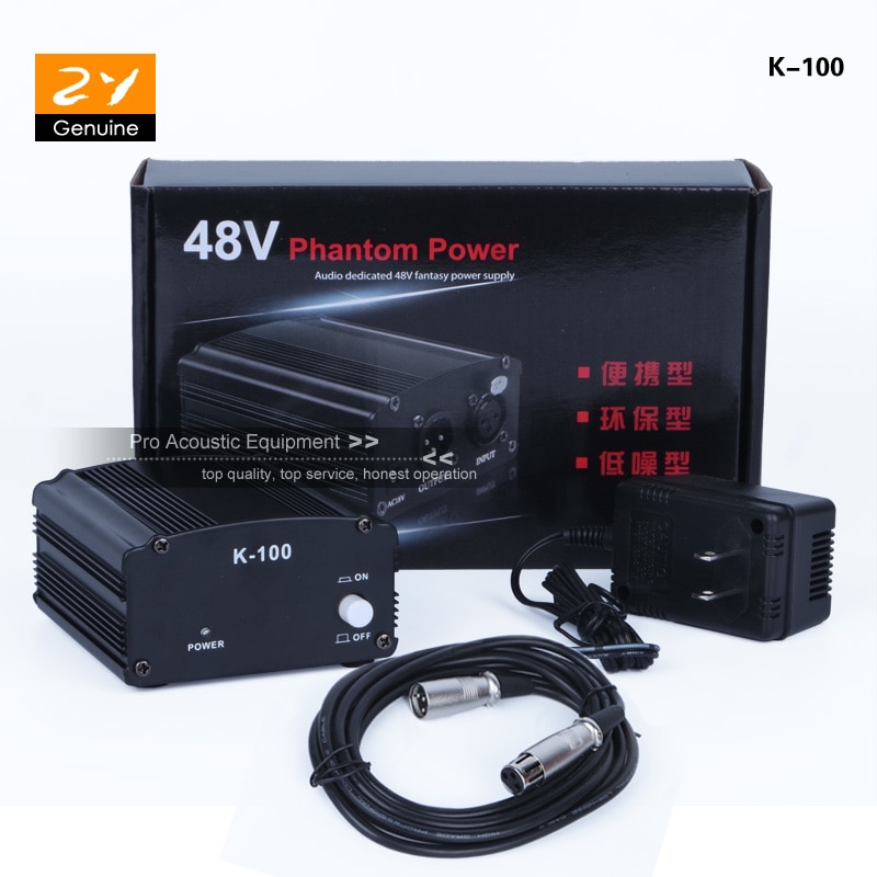 48V Phantom Power Supply With Adapter Audio XLR Cable For Condenser Microphone Mic Mike Studio Music Voice Recording Equipment