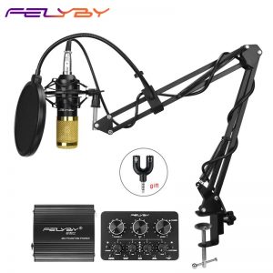 FELYBY bm 800 Profession Condenser Microphone For Computer Karaoke Video Studio Recording Mic Filter Phantom Power Sound Card