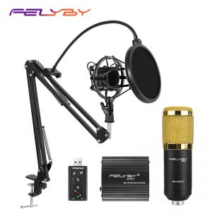 HOT! FELYBY BM 800 Professional Condenser Microphone for Computer Audio Studio Vocal Rrecording Mic Phantom Power Sound card