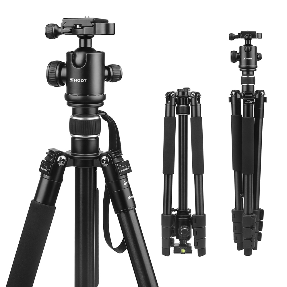 SHOOT Professional Portable Travel Camera Tripod Aluminum Alloy 4-Sections Tripod Stand for Canon Nikon SLR DSLR Digital Camera